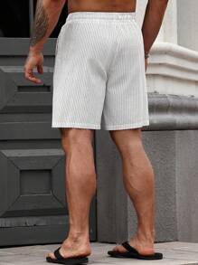 Manfinity RSRT Men's Elastic Waist Drawstring Summer Striped Casual Shorts