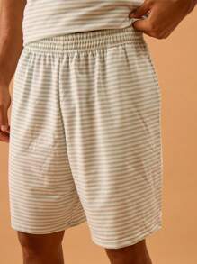 Musero Men Contrast Stripe Longline Short Elasticated Waistband Co-Ord Short Only Summer Spring Holiday Vacation Beachy Poolside