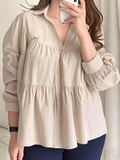 SHEIN Plus Size Women Casual Fashion Short Sleeve Tops, Suitable For Summer Fall Cloth For Women