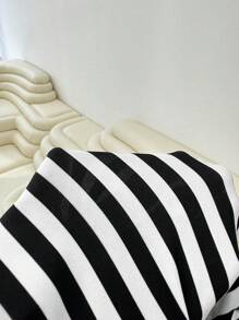 Solflare Plus Size Women Black & White Striped Split Hem Skirt Valentine's Day - Black and White - View 6