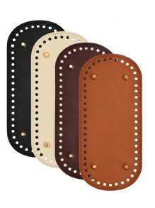 4 件钩针编织包底垫，椭圆形 PU 皮革包底插件带孔，适用于 DIY 手提包和钱包制作 - 彩色 - 查看 1