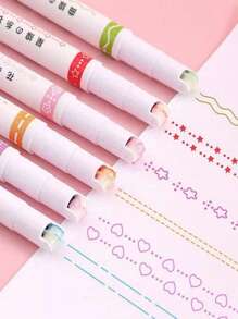 SHEIN 6pcs Mixed Pattern Design Highlighters,Random Packaging Back To School