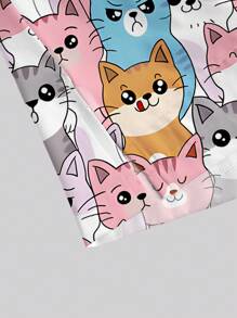 PopScrub Plus Size Colorful V-Neck Short Sleeve Dual Pocket Side Split Cute Cartoon Animal Head Print Nurse/Doctor Uniform Top Scrub Top, Health Check/Surgery Uniform Top, Pet Grooming Uniform Top Scrub Top, Nutritionist Work Wear, Lab Coat With Multi-Pockets, Functional Work Versatile Summer Top - Multicolor - View 6