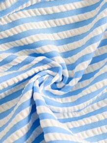 Tween Girl Striped Print Ruffle Trim Camisole & Tankini Set - Multicolor - View 6