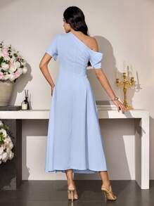 Modelyn Women Spring/Summer Casual Asymmetric Waisted Simple Dress