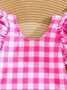 Emery Rose Kids Emery Rose Kids Bộ đồ bơi liền mảnh kẻ caro đan cho bé gái - Hồng - Xem 5