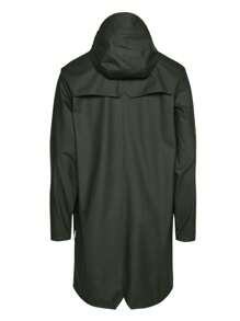 Rains Impermeabile da esterno semplice con cappuccio e coulisse, tinta unita - Verde - Visualizzare 2