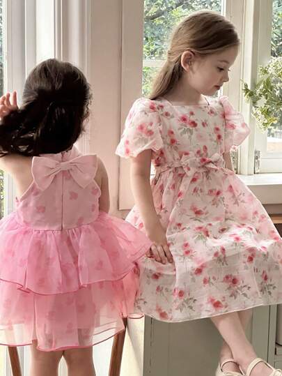 Vestido ajustado sin mangas con cuello de pie para bebé niña, tejido en malla