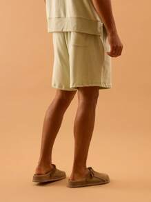 Musero Men Lightweight Elasticated Drawstring Waistband Short Branding Summer Spring Holiday Vacation Beachy