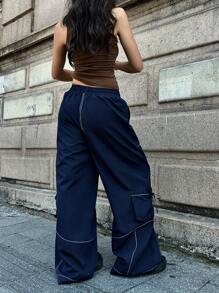 Coolane 女士夏季外出街头工装休闲外缝健身运动阔腿降落伞裤毕业季