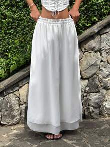 SHEIN ICON Summer Women White Beach Going Out Western Country Concert Long Skirts - White - View 3