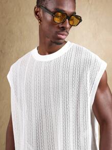 SUMWON 无袖背心夏季短款纹理针织肌肉 T 恤运动健身训练背心跑步健身房休闲运动上衣街头服饰 - 白色 - 查看 4