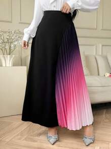 Modelyn 时尚渐变褶裥拼接设计半身裙 - 彩色 - 查看 2