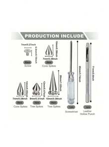 80 Sets Pointed Bead Screw Rivet, Punk Spikes And Studs Kit, Metal Tree Spikes Studs For Leathercraft And Punk Style Clothing Accessories DIY Craft Decoration