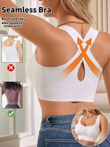 NudeFit 1pc Women Solid Color Seamless Bra - White - View 6