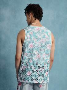 ROMWE MEN Casual 男士花卉印花圆领夏季休闲背心 - 彩色 - 查看 6