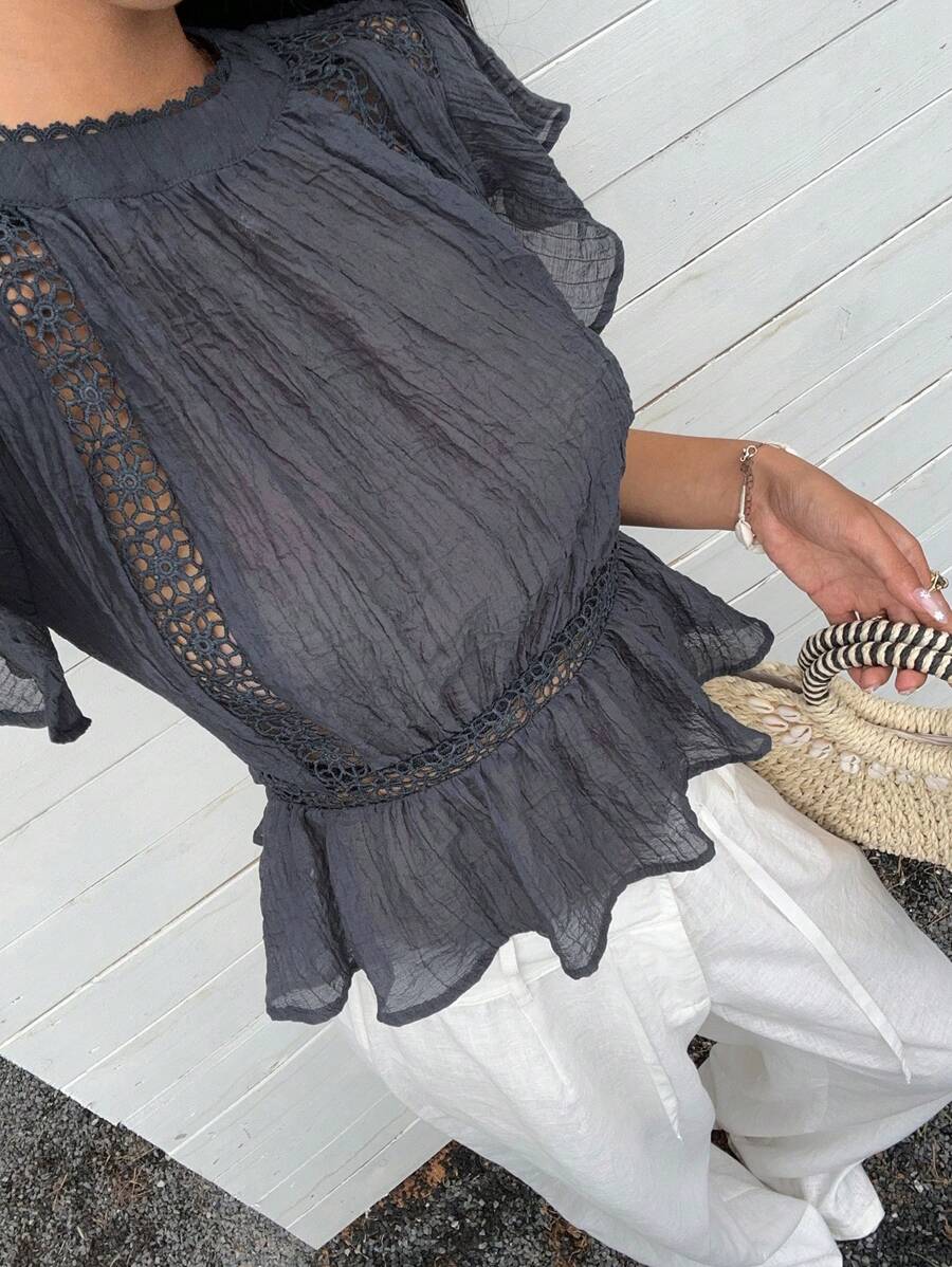 SHEIN EZwear 女士纯色衬衫，夏季时尚