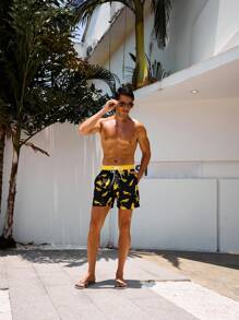 CoralVoy 男士夏威夷度假休闲条纹拼色沙滩短裤 - 黑色 - 查看 4