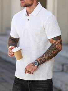 Manfinity Homme Polo de manga corta de color liso para hombres, elegante para el verano