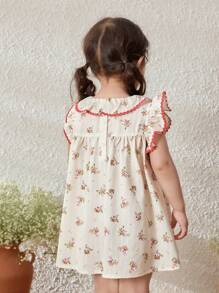 Blossori Baby Mädchen Landhausstil Urlaubs Rüschenkleid