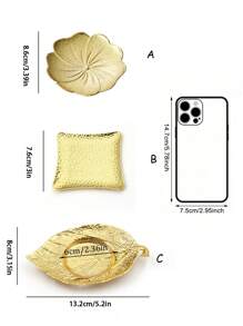 1 件金属杯垫，奢华创意风格，金色，浮雕工艺，适用于隔热、茶盘、盘子 - 金色 - 查看 3