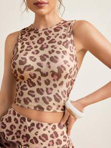 VALERIA GALIPOLI 豹纹露背交叉肩带无袖上衣性感女士夏季海滩