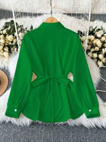 GlowEve Camisa de manga larga de unicolor para mujer, de moda para el verano
