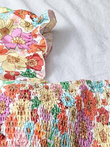 SHEIN VCAY Top tipo camiseta corta con estampado floral para mujer tallas grandes