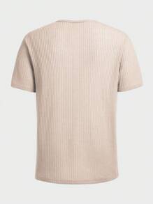 Manfinity Homme Men's Summer Casual Plain Textured Short Sleeve T-Shirt - Apricot - View 4