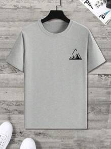Manfinity Homme Plus Size Men's Gray Plus Size Crew Neck Short Sleeve Casual T-Shirt For Summer