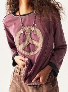 Bohemela Áo nỉ dệt kim cổ tròn tay dài màu trơn thường ngày, cỡ lớn - Nhiều màu - Xem 2