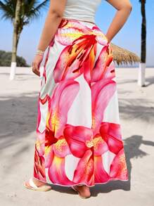 SHEIN EZwear Quần dài mùa hè in hoa dáng rộng cỡ lớn - Nhiều màu - Xem 2