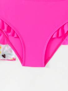 Set di 3 pezzi di bikini con stampa fenicottero e coprispalle a maniche corte per giovani ragazze