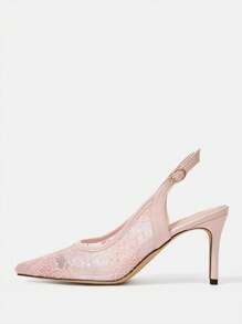 CUCCOO HITCHD Scarpe col tacco a spillo a punta in pizzo con decoro floreale e fiocchi di neve, eleganti, adatte a matrimoni, occasioni formali e feste come Natale e San Valentino