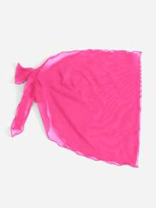 Swim Vcay Sheer Mesh Beach Cover Up Top For Summer Beach Vacation - Hot Pink - View 2