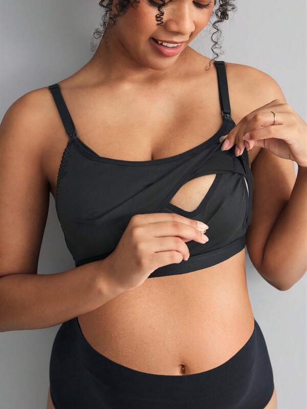 BloomMama Maternity Solid Color Nursing Bra - Front Double Opening & Bottom Opening