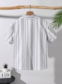 Camisa casual de uso diario con cuello de botones y ajuste holgado a rayas para niños preadolescentes