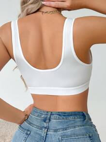 SHEIN Women's Sexy French Lace Patchwork Comfortable Wire-Free Bra - White - View 2