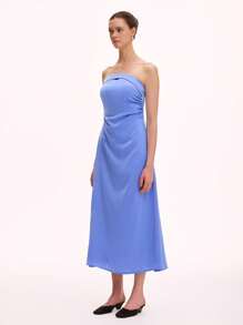 Chiquease Women's Solid Color Ruched Elegant Simple Camisole Dress - Baby Blue - View 3