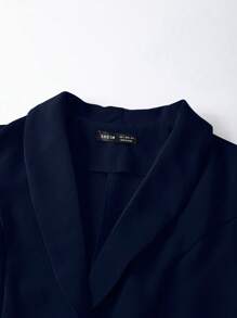 EMERY ROSE Women's Button 3/4 Sleeve Casual Home & Outdoor Blazer - Blue - View 6