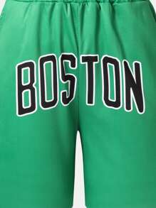 Pantalones cortos casuales tipo Boston con estampado de graffiti para niños a la moda