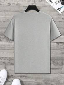 Manfinity Homme Plus Size Men's Gray Plus Size Crew Neck Short Sleeve Casual T-Shirt For Summer