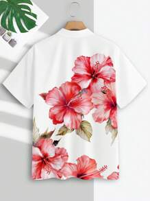Manfinity RSRT Áo sơ mi tay ngắn cổ tròn cổ điển họa tiết cây cảnh du lịch trẻ trung, thời trang, phù hợp cho các buổi tiệc ngoài trời mùa hè, ngày nghỉ dưỡng bãi biển, thiết yếu cho các cặp đôi, quà tặng hoàn hảo cho bạn trai, áo sơ mi nam, áo sơ mi Hawaii, áo sơ mi nam đẹp - trắng - Xem 4