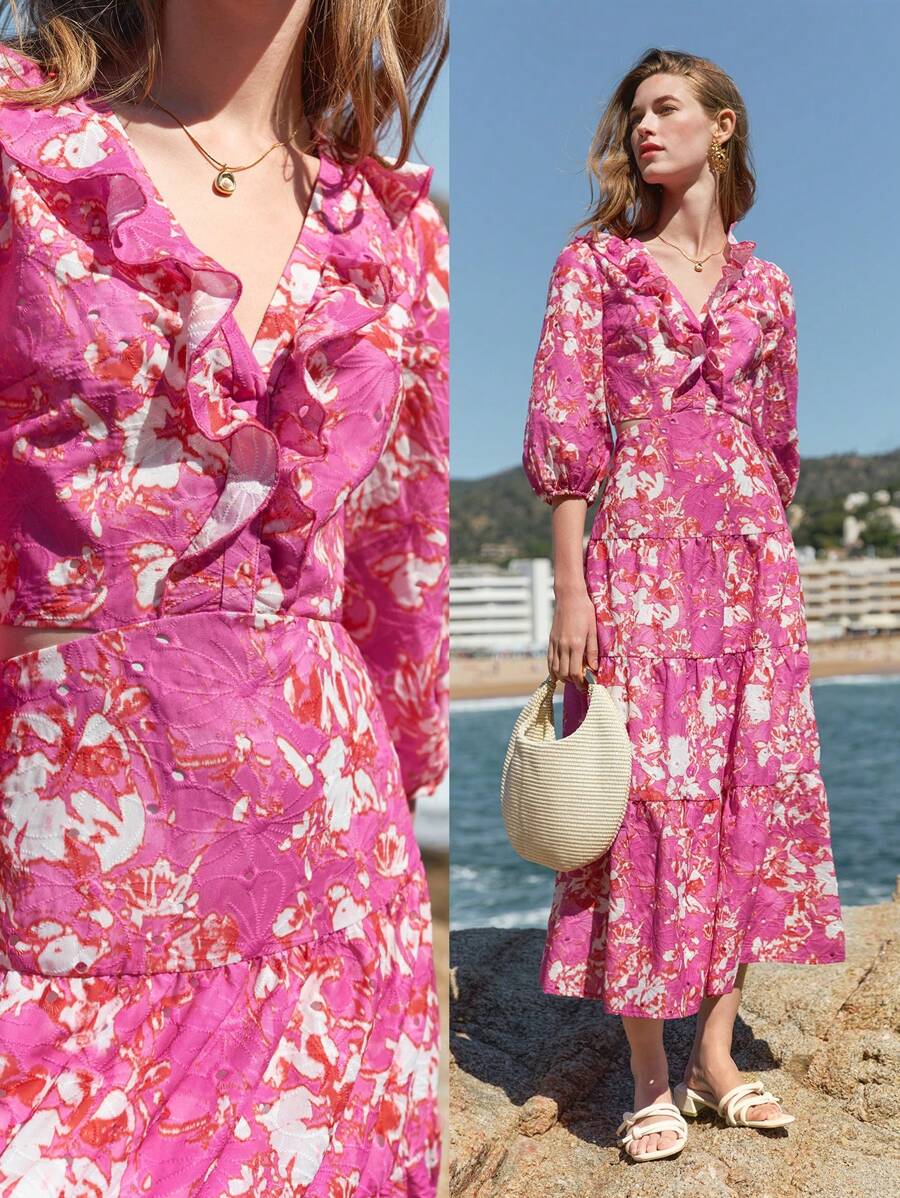 MOTF PREMIUM ROBE AVEC VOLANTS ET IMPRIMÉ FLORAL