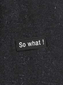 Claim Dot Black Casual Minimalist Washed Effect T-Shirt With "So What" Letter Patch, Suitable For Summer, Friends Gift