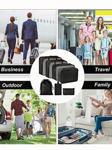 7pcs/Set Packing Cubes For Suitcases Travel Luggage Packing Organizers With Laundry Bag, Compression Storage Shoe Bag, Clothing Underwear Bag, Boho Vibes - Multicolor - View 5