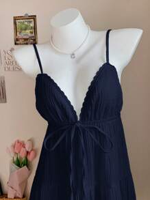Comfortcana Vestido informal mini azul marino para mujer, de verano