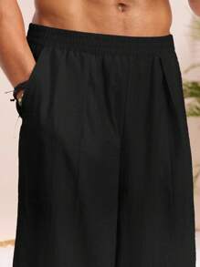 Manfinity VCAY Men's Casual Woven Loose Fit Solid Color Drawstring Waist Straight Leg Pants