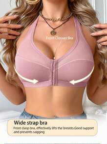 1 件女士无钢圈网眼拼接前扣文胸