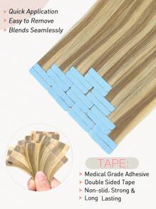 Tape In Hair Extensions Human Hair 14-22" Straight Seamless Skin Weft Hair Extension Tape In Hair Tape Ins Hair Extensions - S12/24 - View 4